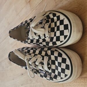 Checkered black and white lace up Vans